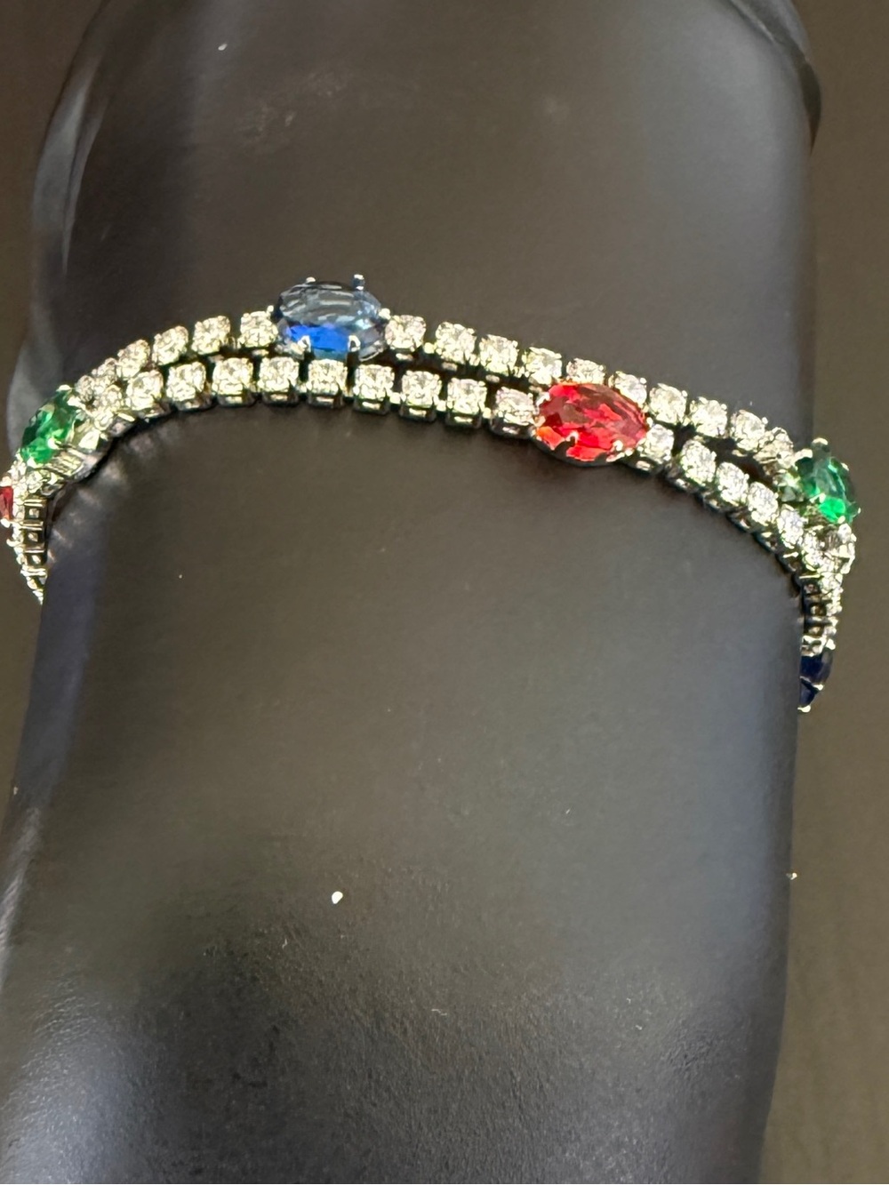 Rainbow Gemstone Tennis Bracelet 7.5” White Gold Filled AAA CZ